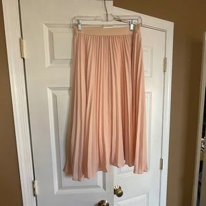 Pink Pleated Midi Skirt